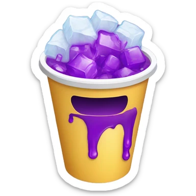 double styrofoam cup filled with purple ooze and ice cubes sticker
