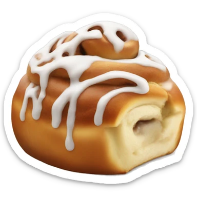 one cinnamon bun with icing on top sticker