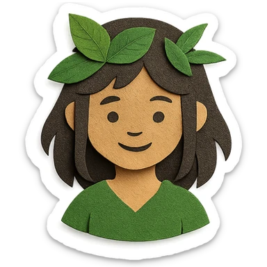 jungle girl with layered paper look, no background sticker