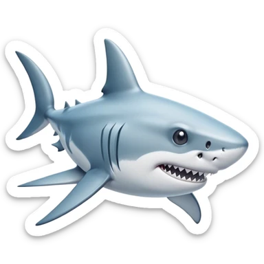 Cinematic Noble Shark Portrait Emoji, Poised and regal, with a sleek, powerful build and a smooth, streamlined body in icy gray and white tones, deep-set soulful piercing eyes, Simplified yet sharp and sophisticated features, highly detailed, glowing with a soft, dignified glow, high shine, intelligent and formidable, stylized with an air of oceanic majesty, focused and attentive, soft glowing outline, capturing the essence of a watchful and confident predator, so majestic it feels as though it could glide out of the screen with effortless authority! sticker