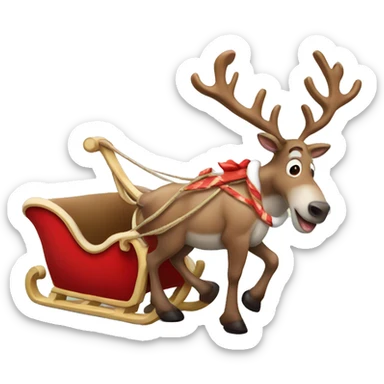 reindeer pulling santa sleigh sticker