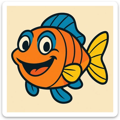 smiling fish vibrant cartoon style sticker