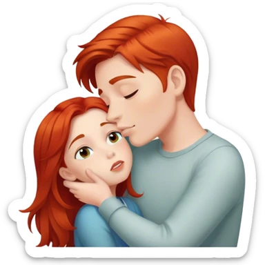 Red hair girl kiss boy sticker