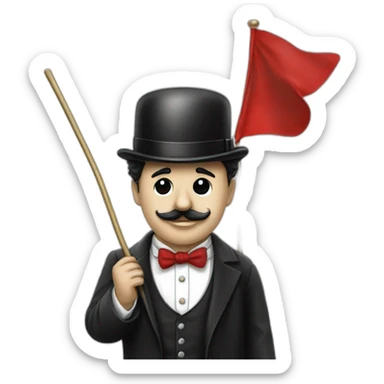 Charlie Chaplin avec un brassard rouge et un drapeau rouge sticker