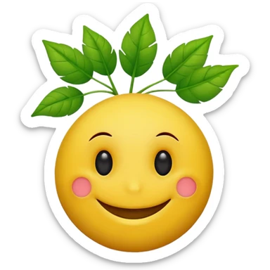 Smiley face with plant instead of eyes sticker