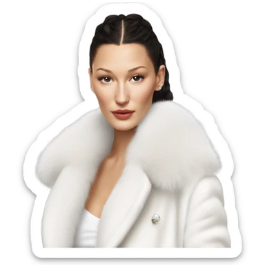 Bella hadid in white fur sticker