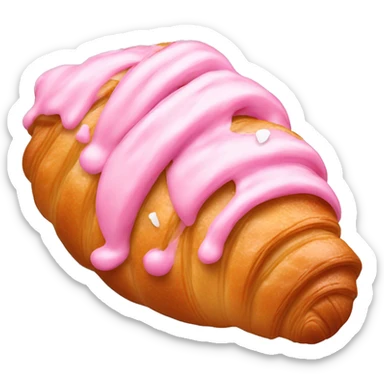 Croissant with pink icing drizzled on top with white sprinkles sticker