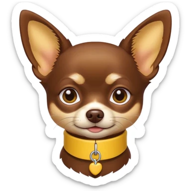 Chihuahua color chocolate con un collar amarillo sticker