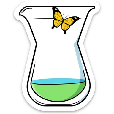 science, beaker shaped like a butterfly multicolored ￼ sticker