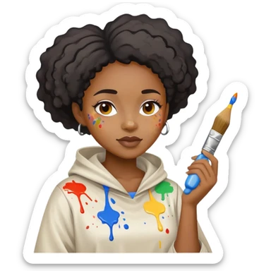 Black painter artist female sticker