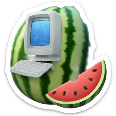 A watermelon with a computer inside of it sticker