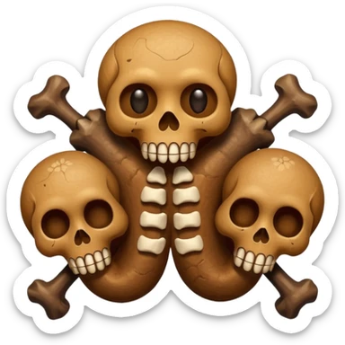 poop emoji with bones and 3 skulls sticker
