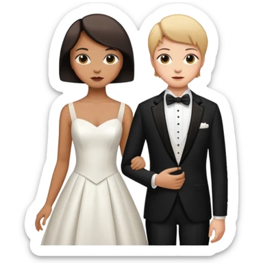 due ragazze che si sposano,una ha i capelli corti r lo smoking e l'altra ha il vestito bianco da sposa  sticker