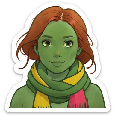 girl with freckles and auburn hair  sticker