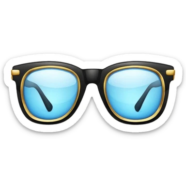 black glasses with + diamond and golden sticker