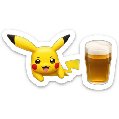 Pikachu en train de boire une bière  sticker