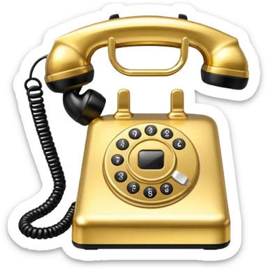 One single shiny Gold and black phone icon, png, no background, no border sticker