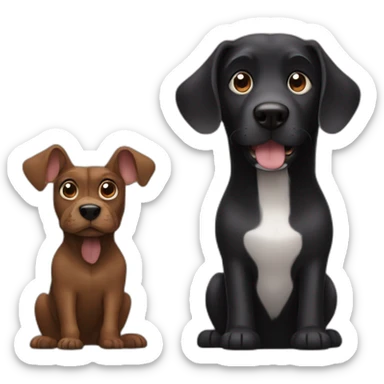 Big black dog and very small Brown dog with big ears sticker