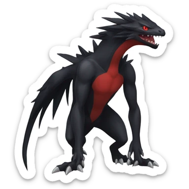 cool edgy black and red Dark-type nargacuga Pokémon full body sticker