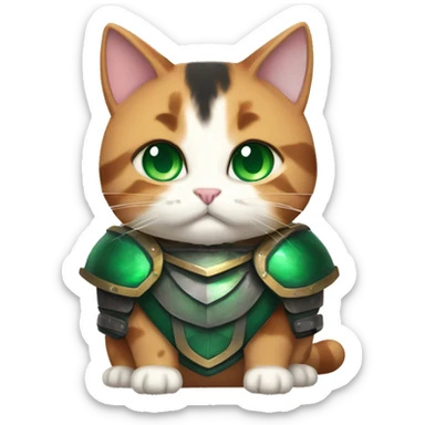 Fat calico cat with emerald armor  sticker