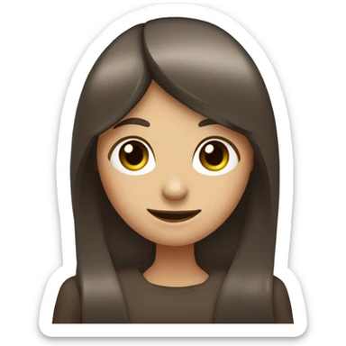 dark brown hair woman with long hair fringe, with hazel eyes, thumbs up, winking sticker