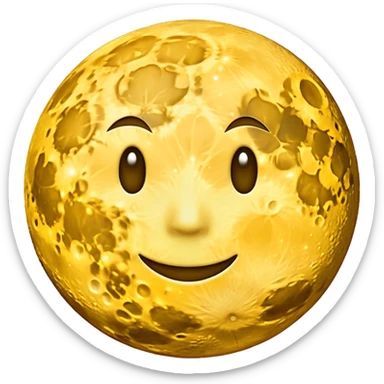 Glowing full moon with a bold, bright "S" on its surface and a faint "F" hidden in the texture, emoji style. sticker