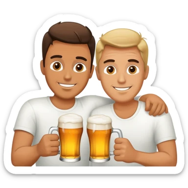 two man enjoying a beer together sticker