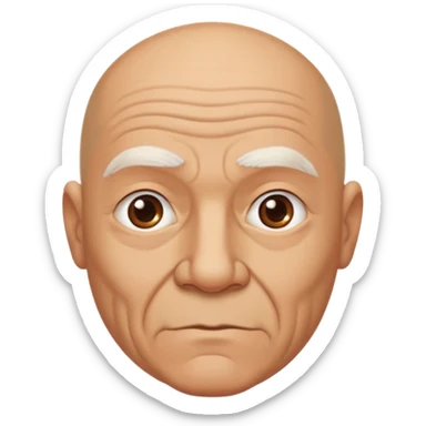 old bald man with raised eyebrow  sticker