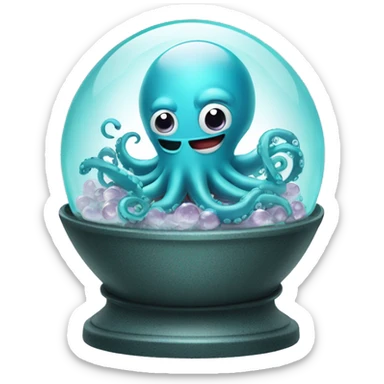Happy octopus surgeon on top of a crystal ball sticker