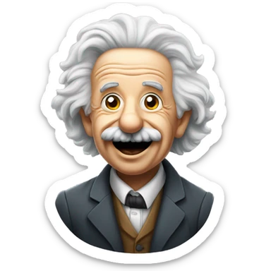 albert einstein with wawing hand and is happy sticker