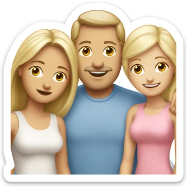 White mom and dad Family with three blonde girls sticker