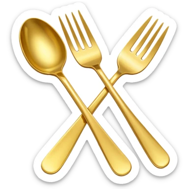 gold spoon and fork sticker