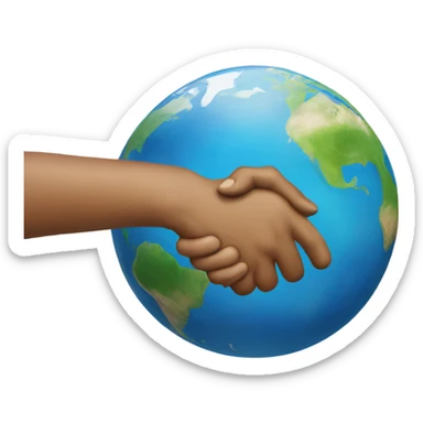 earth and in front of it hand shake sticker