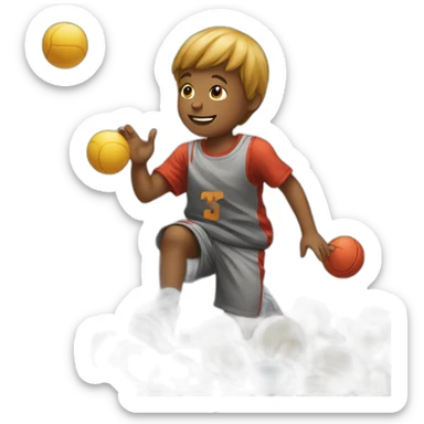 Kid play with balls  sticker