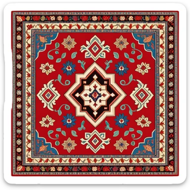 Traditional Dagestani carpet with intricate patterns sticker
