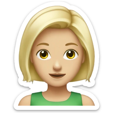 Blonde girl with short dark blonde hair and green eyes sticker