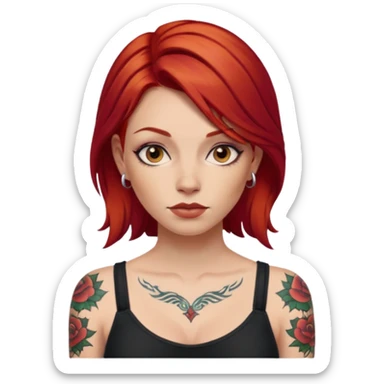 woman with red hair and tattoos sticker