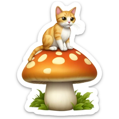 Cat sat on a mushroom sticker