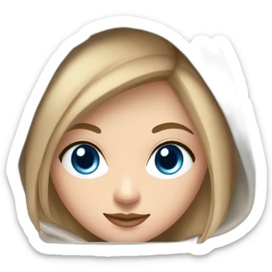 beautiful girl with computer,blue eyes,beautiful girl with short hair with computer,blue eyes,white skin, makeup, hoodie,short light-brown hair,code in background sticker