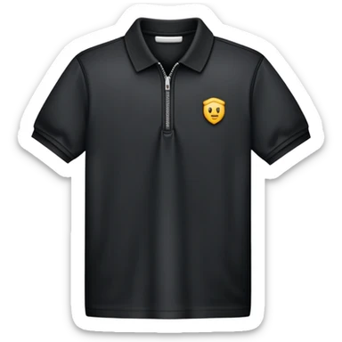 Black polo shirt with zipper sticker