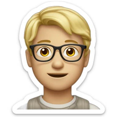 Blond boy with glasses and freckles  sticker