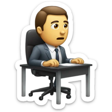 job interview desk man perplexed sticker