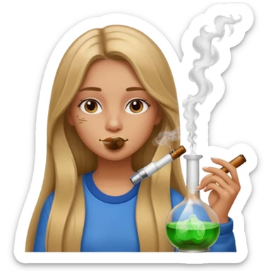 girl smoking bong sticker