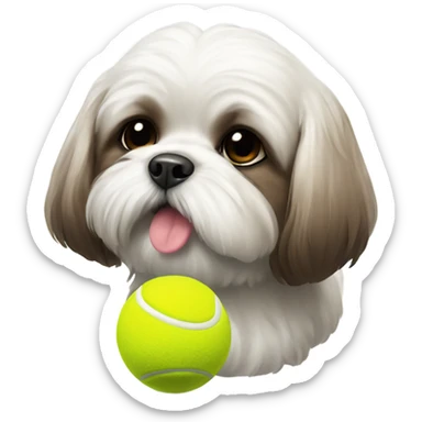 Shihzu with a tennis ball  sticker