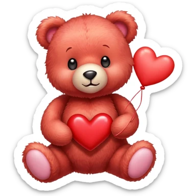 light red cute teddy bear sending hearts and love sticker