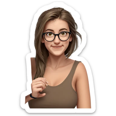 smiling girl with glasses sticker
