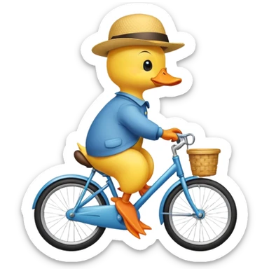 Cute yellow duck riding a bike sticker
