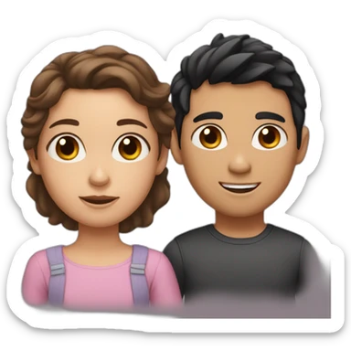 Mom of a little girl with brown hair and a boy with black hair  sticker