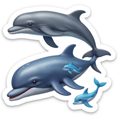 une baleine avec un dauohin en dessous sticker