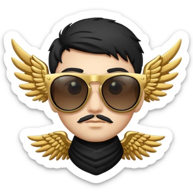 fancy hipster sunglasses with wings sticker